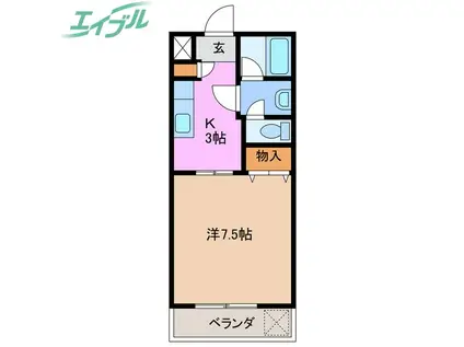 クリスタル INABA(1K/2階)の間取り写真