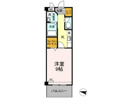 OCEAN TERRACE(1K/4階)の間取り写真