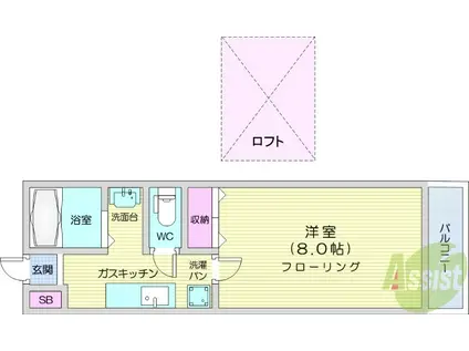 ソウ・ヴィオラ(1K/2階)の間取り写真