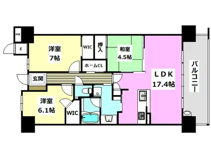 ミリカ・ヒルズII街区(3LDK/4階)の間取り写真