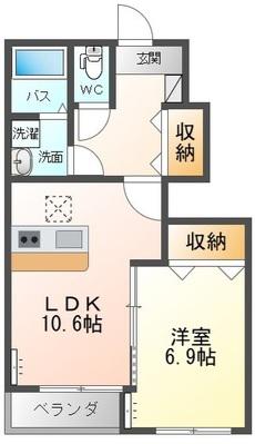 メゾン・ボンヌール(1LDK/1階)の間取り写真