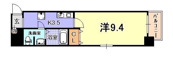ダイドーメゾン神戸元町(1K/4階)の間取り写真