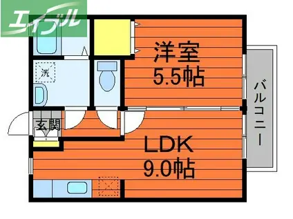 ビバリースクエアB(1LDK/2階)の間取り写真