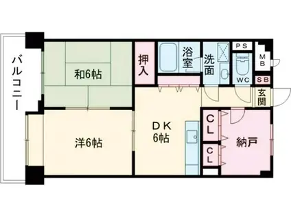 ロワイヤルユウ大牟田・荒尾(2SDK/4階)の間取り写真