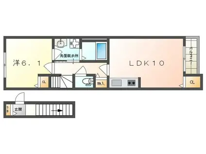 ベル プリモ パッソ(1LDK/2階)の間取り写真