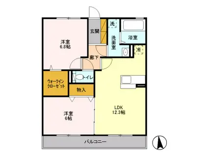 D-ROOM サークル ヒル II303(2LDK/3階)の間取り写真
