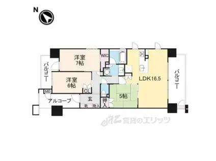 レ・ジェイド大津 なぎさ公園(3LDK/9階)の間取り写真