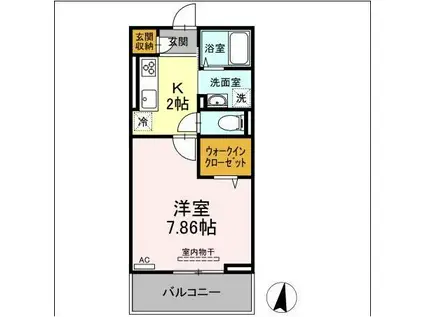 D-ROOM日の出(1K/3階)の間取り写真