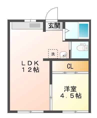 ピレーネ垂水(1LDK/2階)の間取り写真