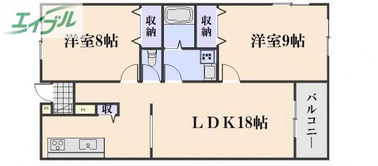 ライズガーデン 参番館(2LDK/1階)の間取り写真