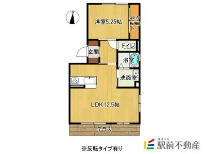 ラ・カーサ ミーア A棟(1LDK/1階)の間取り写真