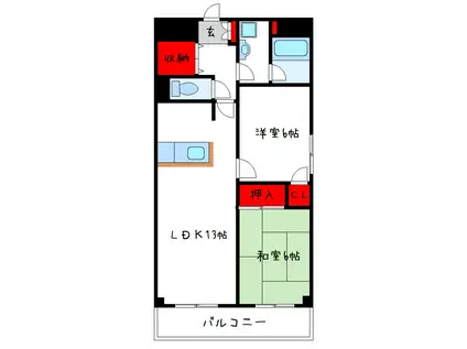 エムライフ(2LDK/2階)の間取り写真