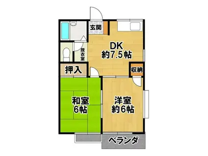 山崎ハイツ(2DK/2階)の間取り写真