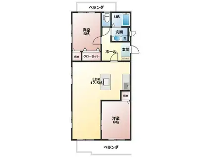 ガーデンハウス花水木 参番館(2LDK/2階)の間取り写真