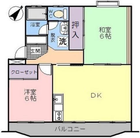 静岡県掛川市 3階建 築38年(2LDK/1階)の間取り写真