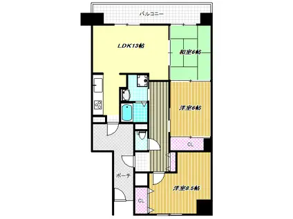 リベラス21 12号棟(3LDK/3階)の間取り写真