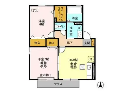リビングタウンみどりの(2DK/1階)の間取り写真