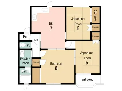 コンフォートF B(3DK/2階)の間取り写真