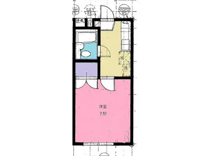 ハーモニーハイツ(1K/1階)の間取り写真