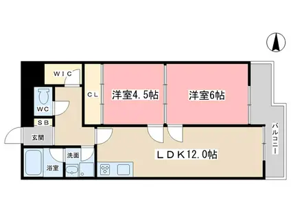 ビューハイツ京都山科(2LDK/3階)の間取り写真