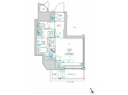 ベルシード千住パークサイド(ワンルーム/9階)の間取り写真