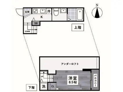 熊本市中央区本山4丁目(1K/2階)の間取り写真
