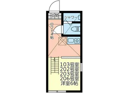 ユナイト横浜アカプルコ(ワンルーム/1階)の間取り写真