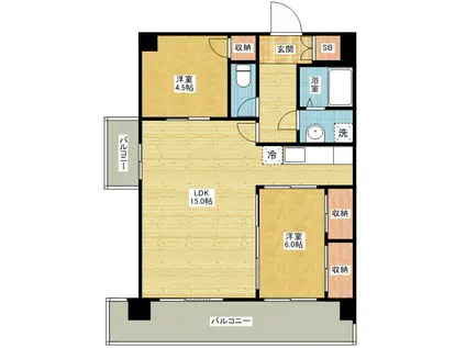 扶桑ハイツⅠ(2LDK/11階)の間取り写真