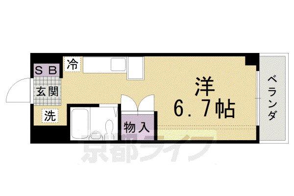 アクトI(1K/2階)の間取り写真