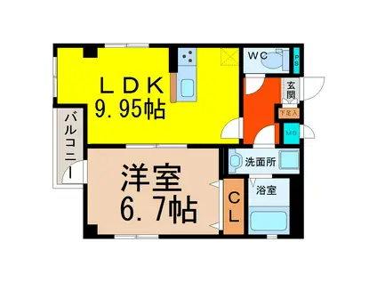 グランレーヴ千代田(1LDK/4階)の間取り写真