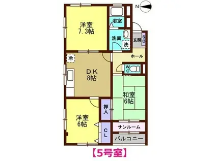 ソシアプランタン(3DK/1階)の間取り写真