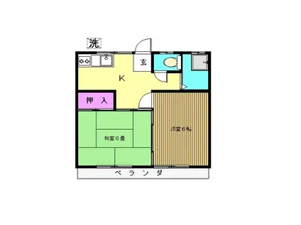 アサヒコーポ(2K/2階)の間取り写真