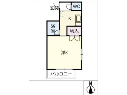 第六庭園荘(1K/2階)の間取り写真