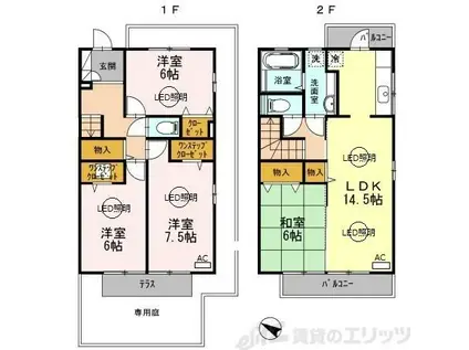 ウエストフィールド10 C棟(4LDK/1階)の間取り写真
