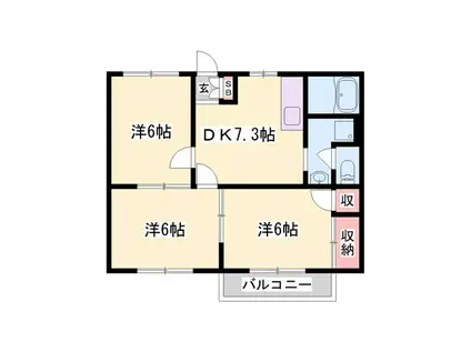 ノーブル安室(3DK/2階)の間取り写真