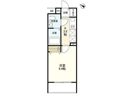 ウェルスクエアイズム初台(1K/2階)の間取り写真