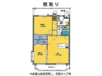 エアルートⅠ平佐(2LDK/1階)の間取り写真
