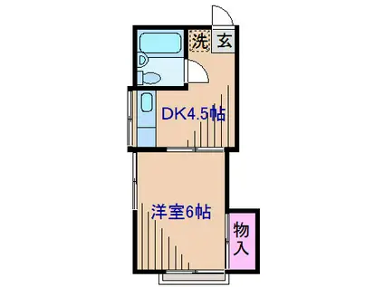 ハイツ西川(1DK/2階)の間取り写真
