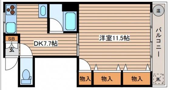 山根ビル(1DK/2階)の間取り写真