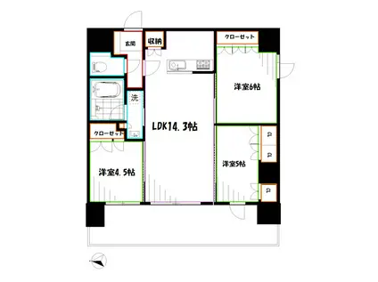 ベルジュール三鷹ステーションハウス(3LDK/3階)の間取り写真
