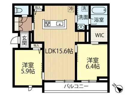 メイベル(2LDK/1階)の間取り写真
