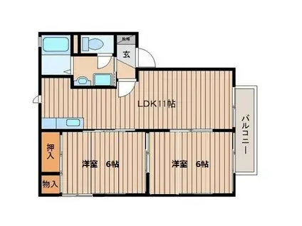 クレリア1番館(2LDK/2階)の間取り写真