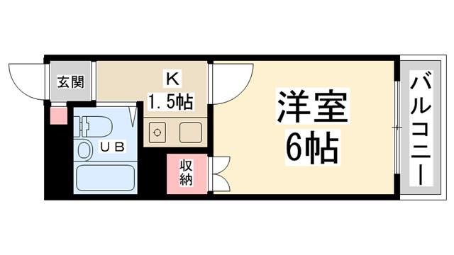 シャトー栄根II(1K/3階)の間取り写真
