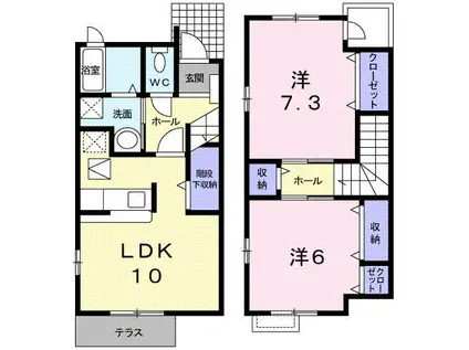 ビエント紫風VI(2LDK/1階)の間取り写真
