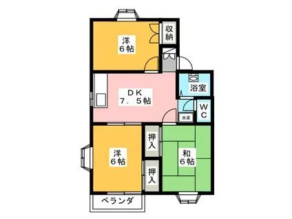 ホワイトハウス(3DK/2階)の間取り写真