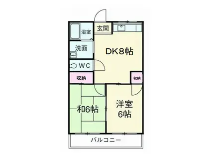 ウィンベルB(2DK/1階)の間取り写真