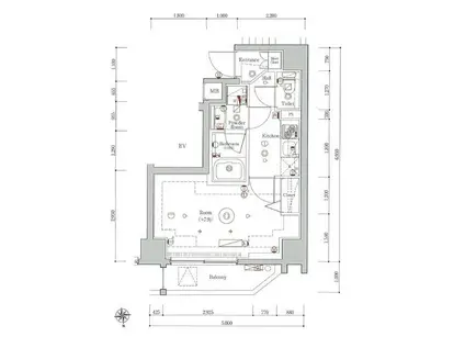 GENOVIA新御徒町SKYGARDEN(1K/2階)の間取り写真