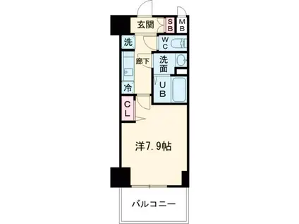 プレサンス神戸セレスティア(1K/9階)の間取り写真