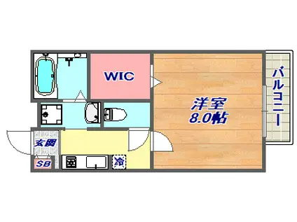 山麓荘(1K/2階)の間取り写真