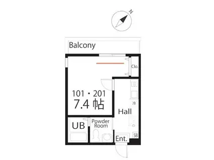 ハーミットクラブハウス横濱長津田(1K/1階)の間取り写真